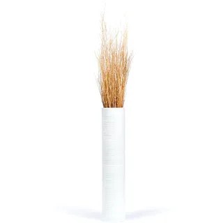 Leewadee Große Hohe Bodenvase 65 cm - Handgefertigte Mangoholz-Bodenvase in Weiß für Pampasgras & Trockenblumen