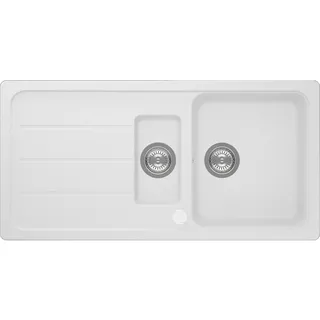 Respekta Austin links Einbauspüle Granit Weiß 1000 x 500 mm Handbetätigung