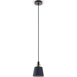 Paco Home Hängelampe Küche Pendelleuchte Esstisch Wohnzimmerlampe Deko Schlafzimmer Decke Lampenschirm Stoff E27, Farbe:Schwarz-Grau, Leuchtenform__Größe:Ø15cm