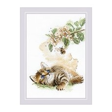 Stickbild "Katze & Biene", 21 x 30 cm