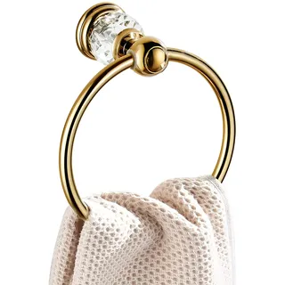 WINCASE Handtuchhalter für Badezimmer Gold Kristall Handtuchring Rund Handtuchhalter Wandmontage Dekorative Kristall