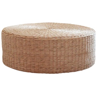 MagiDeal Natürliches Stroh Bodenkissen Boho, Rattan Sitzkissen, Tatami Handgewebtes Bodenkissen Sitzpouf, Bodenmatte für Yoga, Wohnzimmer, Schlafzimmer, Balkon, Zen, Patio, 40x40x10cm