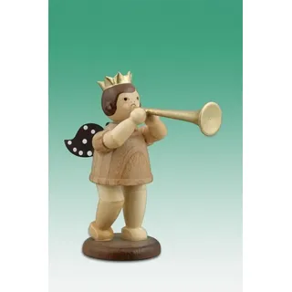 Holzengel Weihnachtsengel engel mit Fanfare Ohne Krone / natur Höhe ca 6,5cm NEU