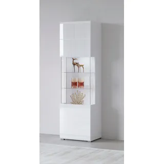 INOSIGN Vitrine »Toledo,Höhe 204 cm trendige Glasvitrine mit dekorative Fräsungen«, Standvitrine ohne Beleuchtung, viel Stauraum, hochglanz Front MDF, weiß