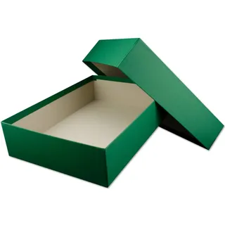 Hochwertige Aufbewahrungs- und Geschenkboxen - 1 Stück - DIN A4 - Dunkelgrün (Grün) bezogen - 302 x 213 x 70 mm