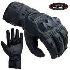 PROANTI Motorradhandschuhe Touring Race Motorrad Leder Handschuhe schwarz (L)