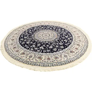 morgenland Orientteppich »Perser - Nain - Premium rund - 250 x 250 cm - dunkelblau«, rund, 6 mm Höhe, Wohnzimmer, Handgeknüpft, Einzelstück mit Zertifikat, blau