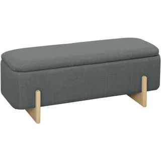 HOMCOM Sitzbank mit Stauraum, Polsterbank mit Leinenoptik, Sitztruhe mit Sicherheitsscharniere, Holzbeine Bettbank Truhenbank für Wohnzimmer, Schlafzimmer, Flur, 111 x 44 x 44,5 cm, Dunkelgrau