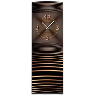 Dixtime Wanduhr XXL 3D Optik abstrakt Bronze 30x90 cm hochkant leises Uhrwerk GL-007H