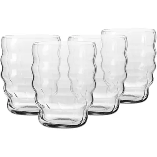 KROSNO Kaffeegläser für Latte, Cappuccino und Latte Macchiato 4er-Set 440 ml, Kollektion Coffee Moments – Bleifreies Kristallglas – Elegante Gläser für Kaffee und Heißgetränke, spülmaschinenfest