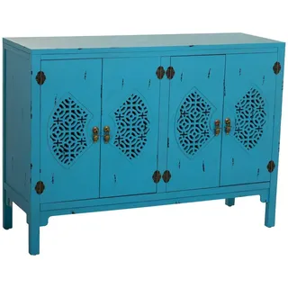 Wanderlust Sideboard aus Holz 120x40x87 cm , Blau , 120x86.5x40 cm , Kleinmöbel, Kommoden, Sideboards