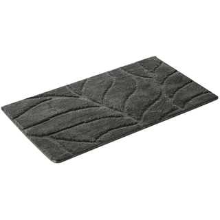 Badematte OTTO HOME "Epense, Badvorleger, Badezimmer Teppich, Duschmatte mit Blattstruktur" Gr. 5, grau (anthrazit), H:10mm, Polyester, Badematten, Badematte, Badteppich, Uni, Blätter, Hoch-Tief, verschiedene Farben und Größen, Topseller