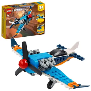 LEGO 31099 Creator 3in1 Propellerflugzeug, Düsenflieger oder Hubschrauber, Spielzeug für Kinder ab 6 Jahre, Flugzeug, Konstruktionsspielzeug - Beige