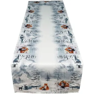 texpot Tischläufer 40 x 90 cm Fuchs im Winterwald Weihnachten Tischband