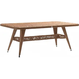 Couchtisch Rattan Luxus Hochwertig Moderner Rechteckig stilvoll Kaffeetisch - Braun