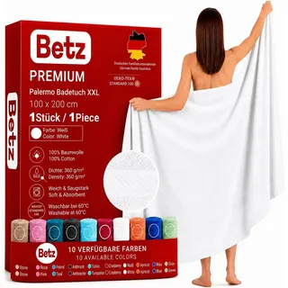 Betz Badetuch XXL 100x200 cm 100% Baumwolle – Weiches Frottee Saunatuch & Strandtuch – Pflegeleicht & saugstark – Palermo Serie – Farbe Weiß