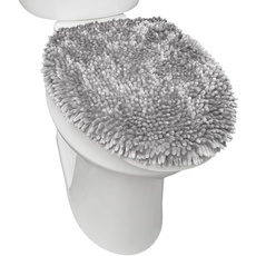 SoHome Spa Step Luxus Plüsch Chenille Shag Maschinenwaschbar Ultra Soft Standard Toilettendeckel Bezug 47 x 49,8 cm Hellgrau