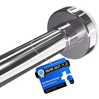 MEISENBERG Duschvorhangstange ohne Bohren 90-160cm, Silber, Ø 25 mm, Teleskop Gardinenstange Klemmen - Vorhangstange für Fenster, Dusche und Trennwand - 1Stück