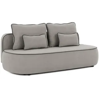 S-Style Möbel Kindersofa Vero im modernen und abgerundeten Design mit Schlaffunktion und Bettkasten aus Grau Plüschstoff mit schwarzer Paspel , Kunststoff , Echtholz, Teilmassiv,Birke, Buche , Füllung: Polyetherschaumkern,Polyetherschaumkern,Polyetherschaumkern , 210x90x98 cm , Blauer Engel, Oeko-Tex®, Hergestellt in Europa, FSC Mix , Babymöbel & Kindermöbel, Babyzimmer, Kindersessel & Kindertische