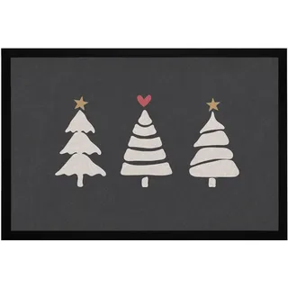 MoonWorks® Fußmatte Winter Bäume Skandi Style Frohe Weihnachten rutschfest & waschbar schwarz Schwarz 60x40cm