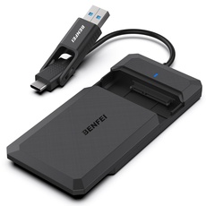 BENFEI Festplattengehäuse 2,5 Zoll, USB C 3.2 Gen 2 / USB Typ-A auf SATA III bis zu 6 Gbps Externes Gehäuse für SSD und HDD (Optimiert für SSD, unterstützt UASP SATA III)