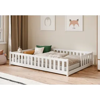 Kids Collective Jugendbett Bodenbett 140 x 200 cm Kiefer massiv weiß - weiß