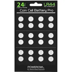POWEROWL LR44 Knopfzelle 24 Stück, hohe Kapazität AG13 357 303 SR44 L1154F A76 Premium Alkalibatterie 1,5 V Knopfzellenbatterien