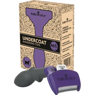 FURminator deShedding Tool Katzen Größe M,L Kurzhaar - Katzenbürste für mittelgroße und große Katzen zur Entfernung der Unterwolle