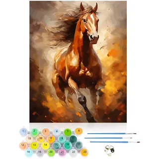 CEOVR Malen Nach Zahlen Erwachsene Kit,Pferde Mal Nach Zahlen für erwachsene Anfänger,Tiere Paint by Numbers Adult Set,Ohne Rahmen 40x50 cm DIY Painting by Numbers Galoppierende Pferde