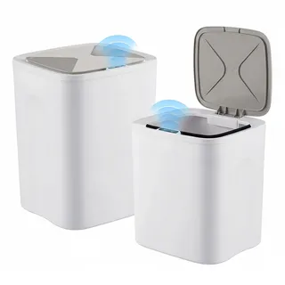 Relaxdays Mülleimer mit Sensor 16 l Creme