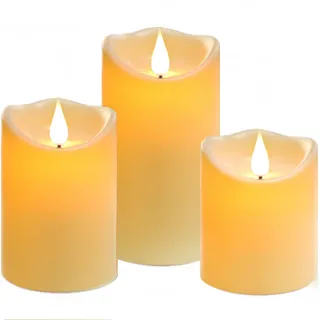 Da by 3 wasserdichte LED-Kerzen für den Außenbereich mit Fernbedienung und Timer, blinkende batteriebetriebene gefälschte Plastikkerzen für die Wohnkultur.