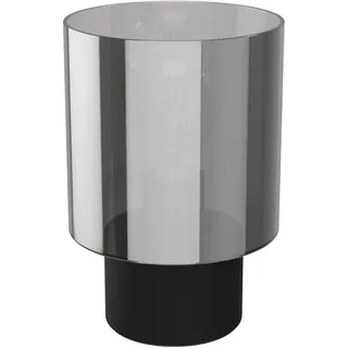EGLO Tischlampe Gorosiba, Nachttischlampe mit Rauchglas Lampenschirm, Tischleuchte Wohnzimmer aus Metall und Glas bedampft in Schwarz, E27 Fassung, 22 cm