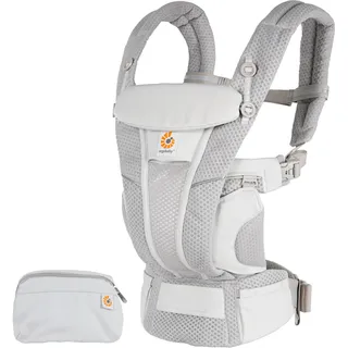 Ergobaby Omni Breeze Babytrage für Neugeborene ab Geburt bis 20kg, 4 Positionen SoftFlex Mesh Ergonomische Babybauchtrage Rückentrage Baby-Tragetasche, Pearl Grey