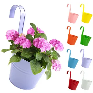 XXXFLOWER Metall Hängende Blumentöpfe Set - Robuste Hängeblumentöpfe aus Metall mit Abnehmbarem Haken & Ablaufloch, Hängetöpfe für Balkon, Garten, Zaun, Wand4/8 Stück