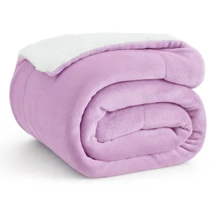 BEDSURE Kuscheldecke - Warm Sherpa Wolldecke & Sofadecke, Flauschig Sofaüberwurf Decke, Dicke Couchdecke, Fleecedecke, Flauschige Wohndecke für Couch, Lila, 150x200 cm, XL