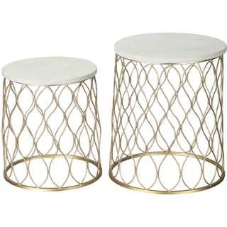 Outsunny Couchtisch rund, Gartentisch, Gold, Steel , Goldfarben , Metall , 41x46x41 cm , Gartenmöbel, Gartentische, Garten-Beistelltische