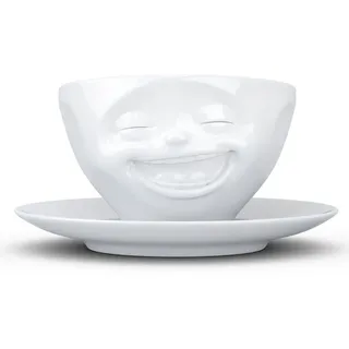 FIFTYEIGHT PRODUCTS / Tassen / Kaffeetasse „Lachend“ (Porzellan, 200 ml, weiß, Made in Germany)