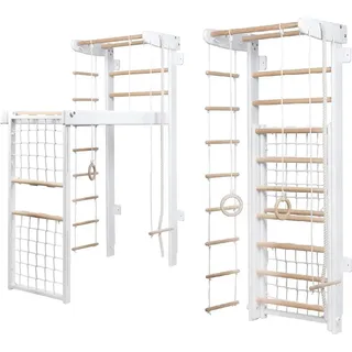 Sprossenwand aus holz für kinder Spielplatz indoor kinderzimmer Klettergerüste Kletterwand Transformer - Weiß