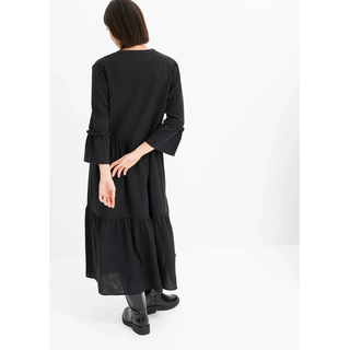 Maxikleid BONPRIX, Damen, Gr. 44, N-Gr, schwarz (schwarz (länge: regulär)), Obermaterial: 100% Baumwolle, oversize, Kleider Maxikleid, für Frühjahr und Sommer, aus reiner Baumwolle, Oversize-Fit
