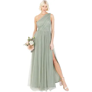 Womens Ladies Maxi One Cold Shoulder Dress with Slit Split Sleeveless Prom Wedding Guest Bridesmaid Ball Evening Gown