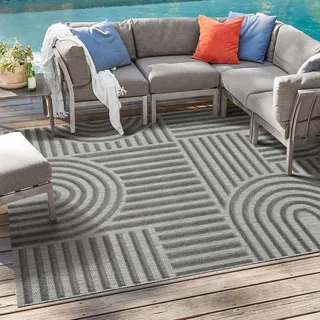 Sanat Teppich »Berlin« rechteckig 6 mm Höhe In -und Outdoor geeignet, Außenbereich, Terrasse, Balkon, auch Läufer, grau