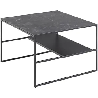 Amazon-Marke: Movian Couchtisch mit einer Ablage, marmorierte Tischplatte, schwarzes Metallgestell, 70.1 x 44.96 x 70.1 cm, Quadratisch, Schwarz