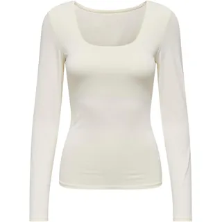 ONLY Damen Onlea L/S Deep Neck Top Jrs, Cloud Dancer, S