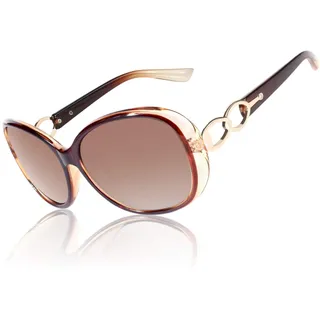 CGID Retro Großer Rahmen Designer Oversized Damen Sonnenbrille für Frauen Polarisiert Sonnen Brille UV Sonnenbrille Brille mit Strasssteinen Farbverlauf Braun Gläser MJ185
