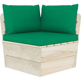 vidaXL Garten-Paletten-Ecksofa mit Kissen Imprägniertes Fichtenholz - Grün