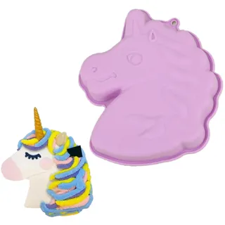 DEXYZZY Einhorn Backform, Kindergeburtstag Silikonform für, Pferd Silikonform Für, 3D Cartoon Silikon Kuchenform, Geeignet Für Geburtstage, Mottopartys Schokolade, Brot, Pudding, Dessert (Lila)