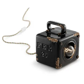 Tischleuchte Tischlampe Keramik h: 20 cm Handarbeit Schwarz Shabby Antik E27