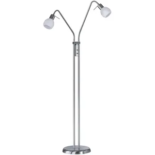 Reality Leuchten Stehleuchte Antibes R40172007, Metall Nickel matt, Glas alabasterfarbig weiß, exkl. 2x E14