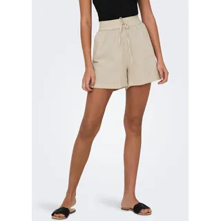 Shorts ONLY "ONLTIZANA STRING COTTON SHORTS WVN", Damen, Gr. L (40), N-Gr, beige (silber lining), Web, Obermaterial: 100% Baumwolle, unifarben, loose fit kurz, Hosen Shorts, Baumwolle, loose fit