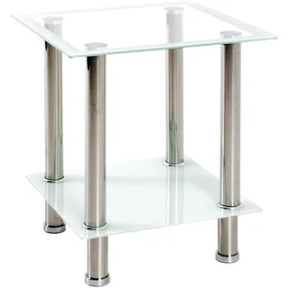 Haku-Möbel Beistelltisch Edelstahl Sofatisch mit Sicherheitsglas Couchtisch - Maße: B 40 x H 46 x T 40 cm;